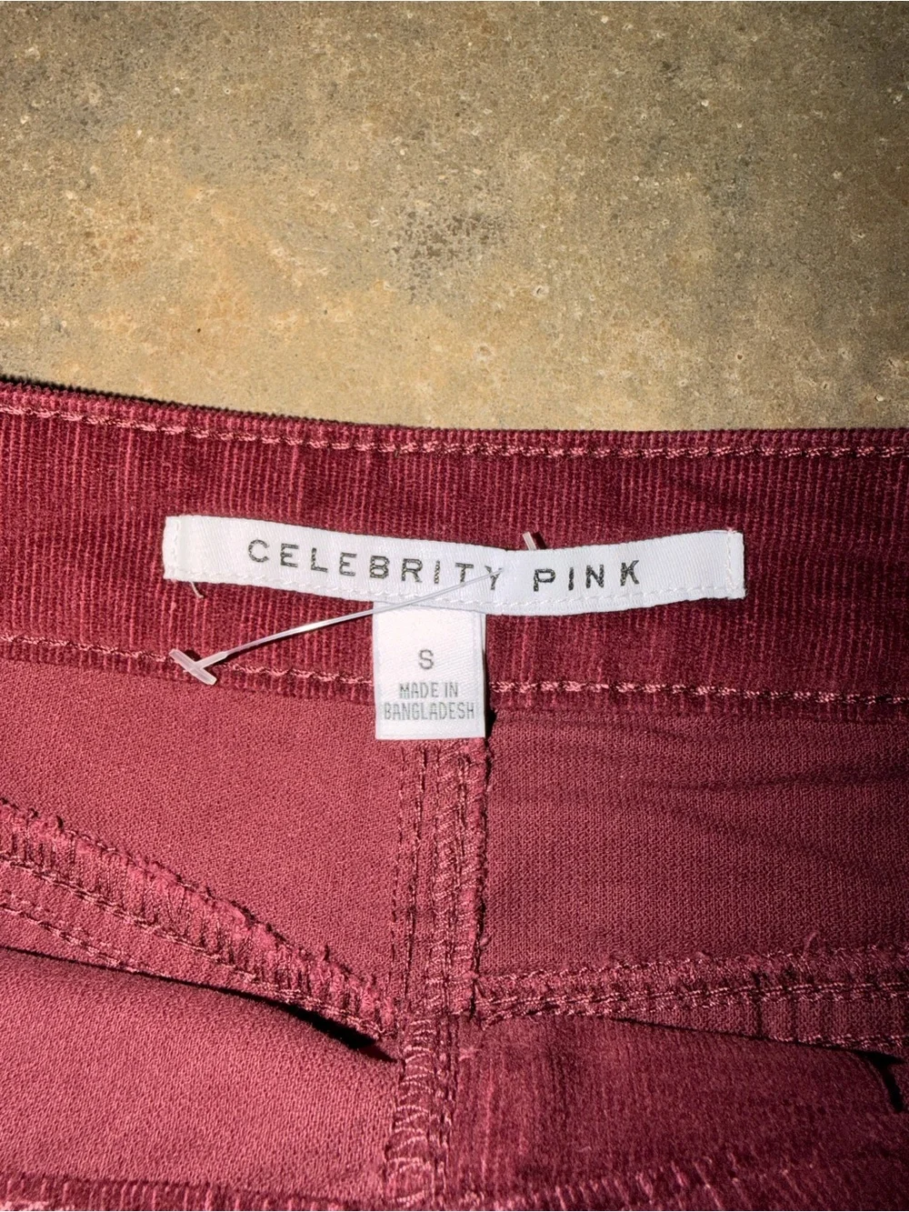 Celebrity Pink Burgundy Corduroy Mini Skirt Size Small Heart Button Pockets NWT